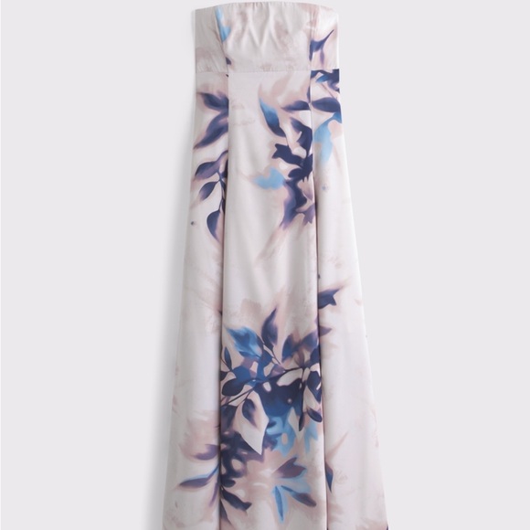 Abercrombie & Fitch Dresses & Skirts - Abercrombie & Fitch Strapless Midi Dress in White with Blue and Purple Floral